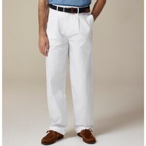 J.Crew Relaxed-fit Double-pleated Cotton Poplin Chino Pants 36X32 White Zip Fly